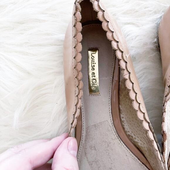 Louise et Cie Caynlee Tan Patent Leather Scallop Edge Ballet Flats - Picture 3 of 9